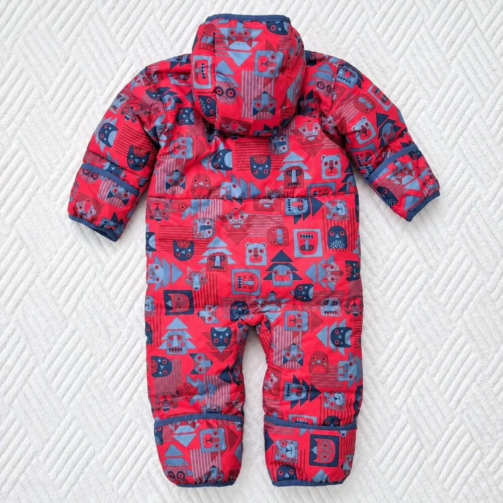 Columbia Baby 12-18M Snuggly Bunny Down Bunting Red Animal Print Snowsuit Suit